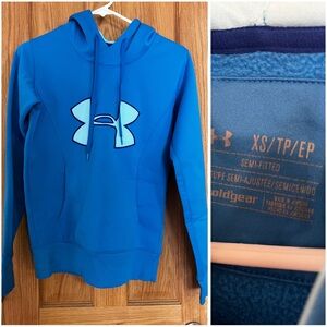 Under Armour Bright Blue Pullover Hoodie with Light Blue Logo